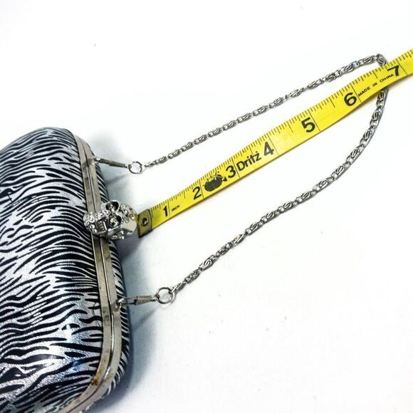 Kate Landry Silver Skull Zebra Hardshell Clutch Evening Bag - Picture 12 of 12